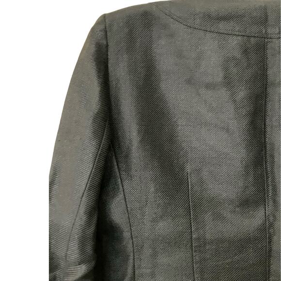 Etcetera Women's Black Designer Linen Blend Lined Blazer Oversized Buttons SZ 10 - Picture 11 of 13